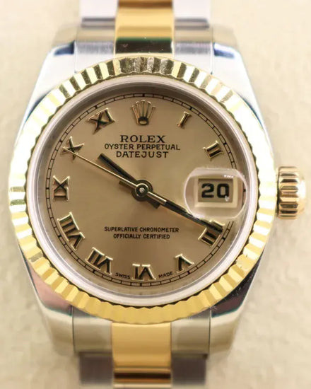 2010 Rolex Lady-Datejust 26MM Champagne Dial Two-Tone Oyster Bracelet (179173)