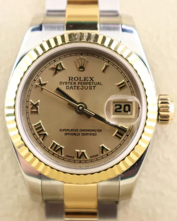 2010 Rolex Lady-Datejust 26MM Champagne Dial Two-Tone Oyster Bracelet (179173)