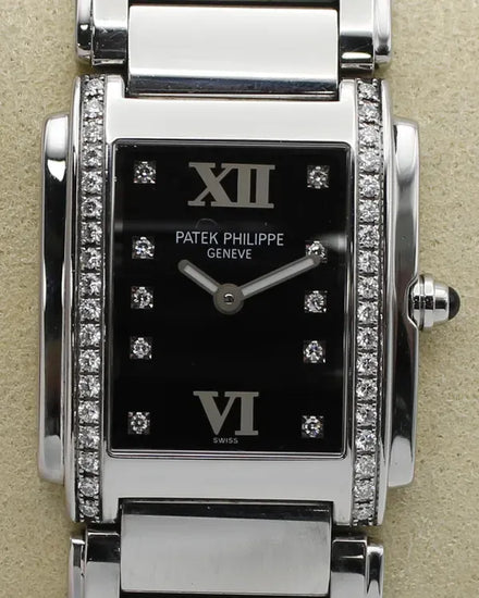 Patek Philippe Twenty-4 25MM Quartz Black Dial Steel Bracelet (4910/10A-001)