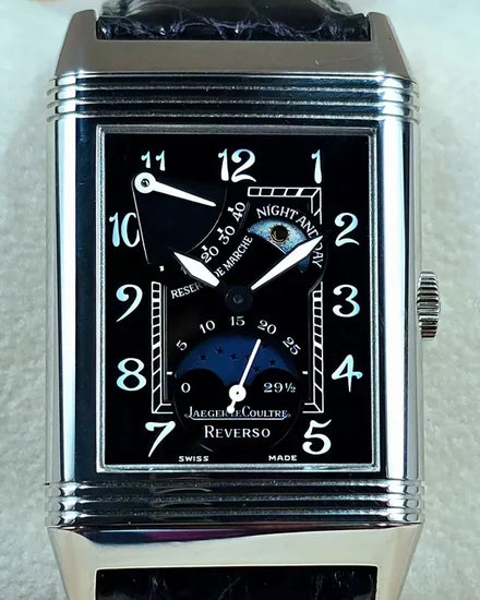 Jaeger-LeCoultre Reverso Sun Moon 26MM Black Dial Leather Strap (270.3.63)