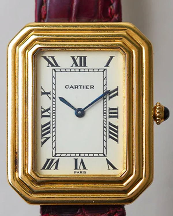 Cartier Faberge Cristallor Paris 35MM White Dial Leather Strap (78096)