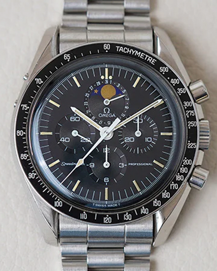 1986 Omega Speedmaster Professional Moonwatch "Big Moon" 42MM Black Dial Steel Bracelet (345.0809)