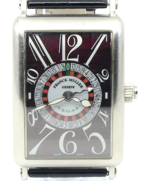 Franck Muller Long Island Vegas 32.5MM Red Dial Leather Strap (1250VEGAS)