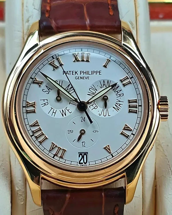 Patek Philippe Annual Calendar 37MM Silver Dial Leather Strap (5035J)