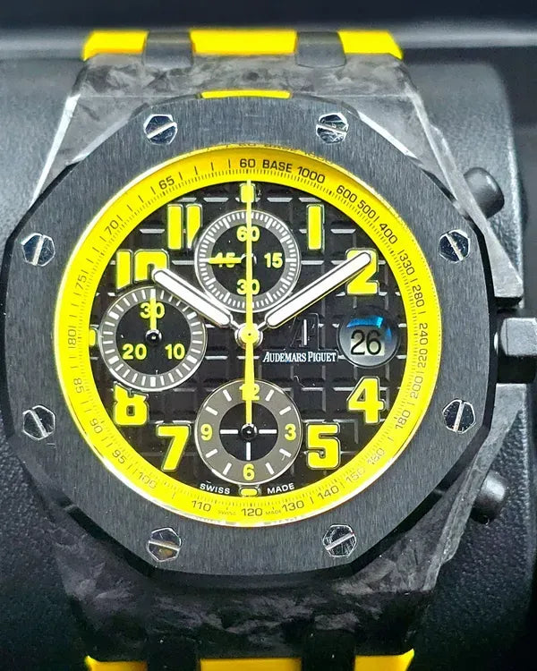Audemars Piguet Royal Oak Offshore "Bumblebee" 42MM Black Dial Aftermarket Rubber Strap (26176FO.OO.D101CR.02)