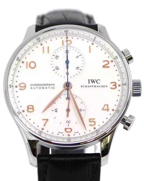 IWC Schaffhausen Portugieser Chronograph 41MM White Dial Leather Strap (IW371401)