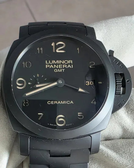 Panerai Luminor 1950 GMT "Tuttonero" 44MM Black Dial Ceramic Bracelet (PAM00438)