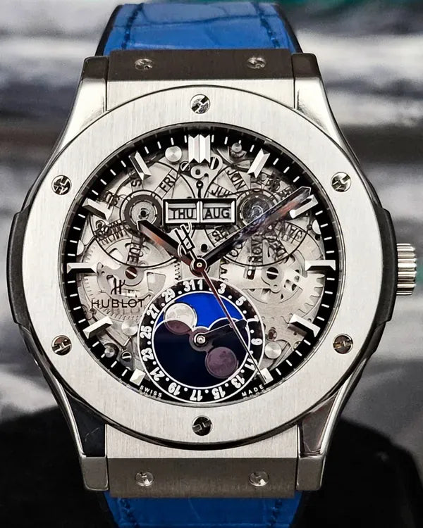 Hublot Classic Fusion Aerofusion Moonphase 45MM Skeleton Dial Aftermarket Rubber Strap (517.NX.0170.LR)