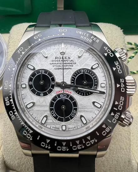 2021 Rolex Cosmograph Daytona 40MM Aftermarket Meteorite Dial Oysterflex Strap (116519LN)