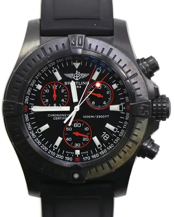 Breitling Avenger Seawolf 45MM Quartz Black Dial Rubber Strap (M73390)