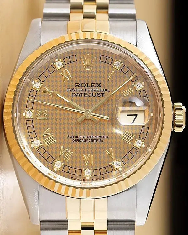 Rolex Datejust 36MM "Houndstooth" Dial Two-Tone Jubilee Bracelet (16233)