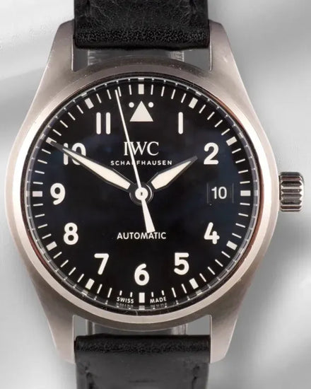 IWC Schaffhausen Pilot 36MM Black Dial Leather Strap (IW324010)