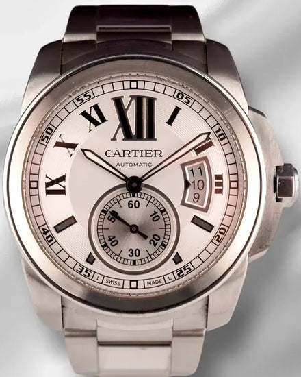 Cartier Calibre de Cartier 42MM Silver Dial Steel Bracelet (3389)