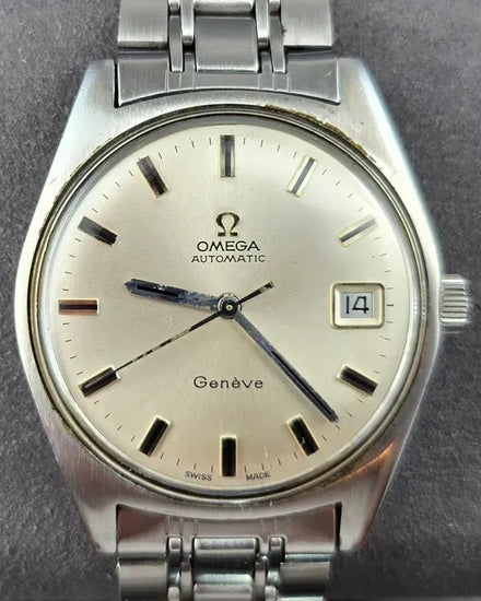 No Reserve - Omega Geneve Vintage 34MM Silver Dial Steel Bracelet (166.041)