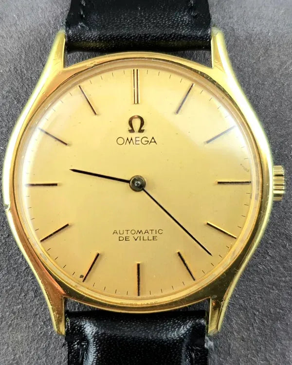 No Reserve - Omega De Ville 34MM Champagne Dial Aftermarket Leather Strap (MD151-782)