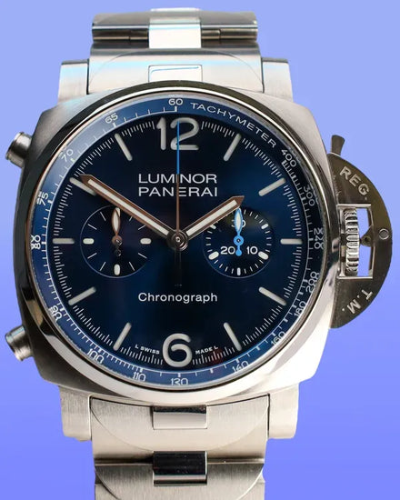 Panerai Luminor Chrono 44MM Blue Dial Steel Bracelet (PAM01110)