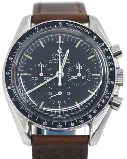 Omega Speedmaster Professional Moonwatch 42MM Black Dial Aftermarket Leather Strap (145.022)