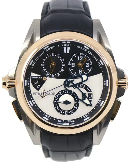 Ulysse Nardin Sonata Streamline 44MM White/Black Dial Leather Strap (675-01)