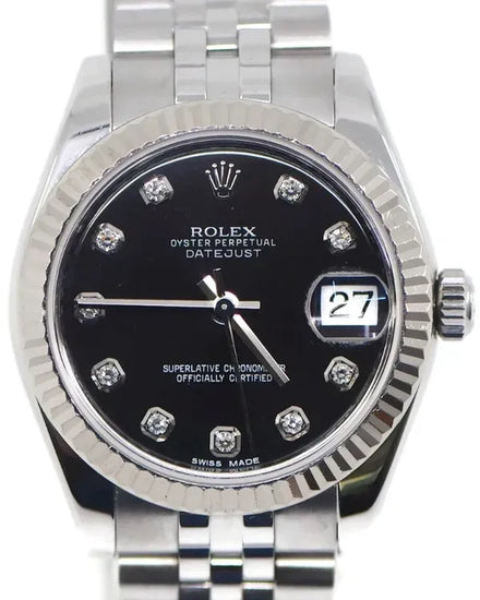 Rolex Datejust 31MM Black Dial Super Jubilee Bracelet (178274)