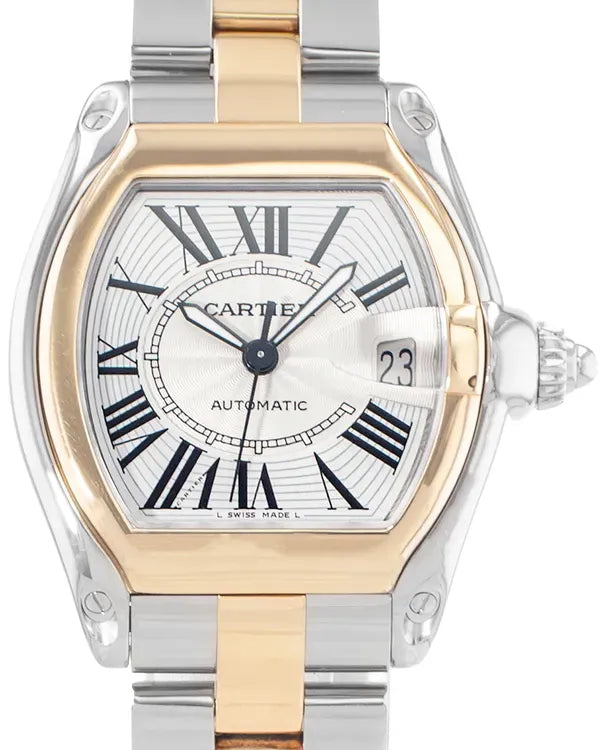 2010 Cartier Roadster 43MM Silver Dial Two-Tone Bracelet (W62031Y4)