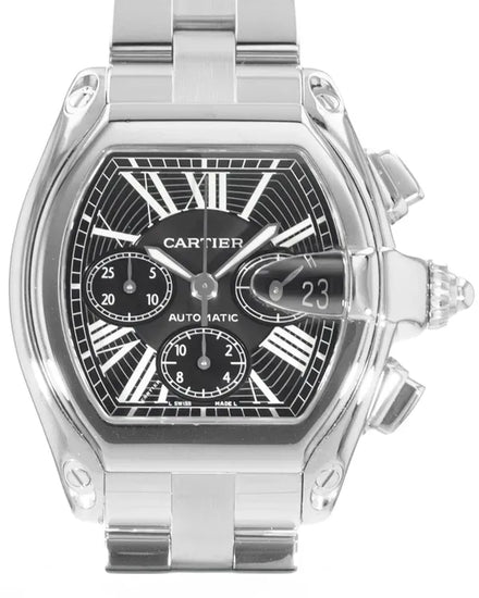 2005 Cartier Roadster Chronograph 43MM Black Dial Steel Bracelet (W62020X6)
