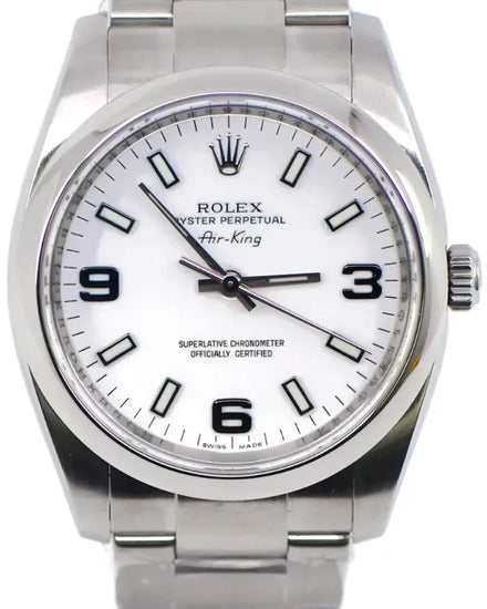 2008 Rolex Air-King 34MM White Dial Oyster Bracelet (114200)