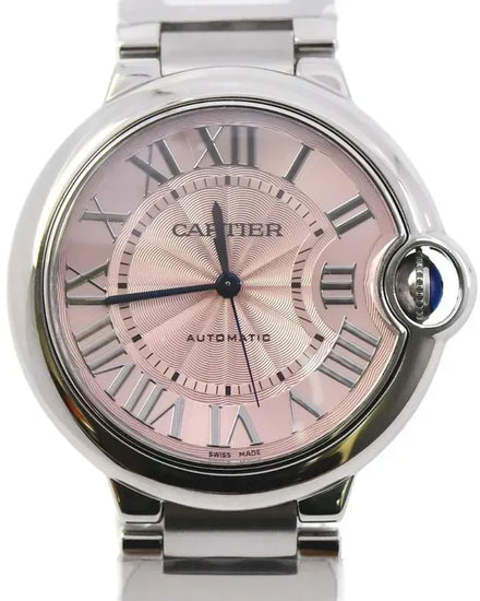 Cartier Ballon Bleu 36MM Pink Dial Steel Bracelet (W6920041)
