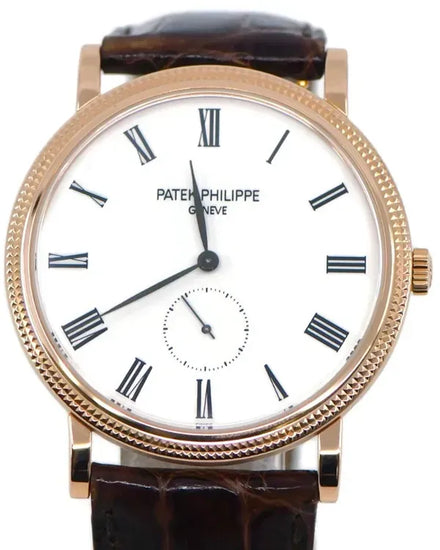 Patek Philippe Calatrava 36MM White Dial Leather Strap (5119R)