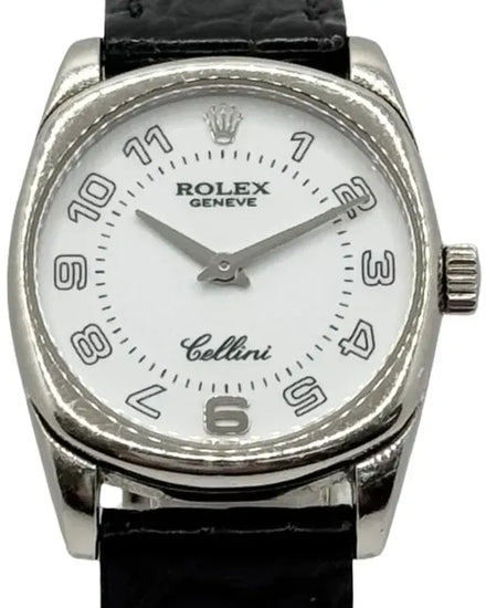 2001 (K Serial) Rolex Cellini Danaos 25MM Quartz White Dial Leather Strap (6229/9)