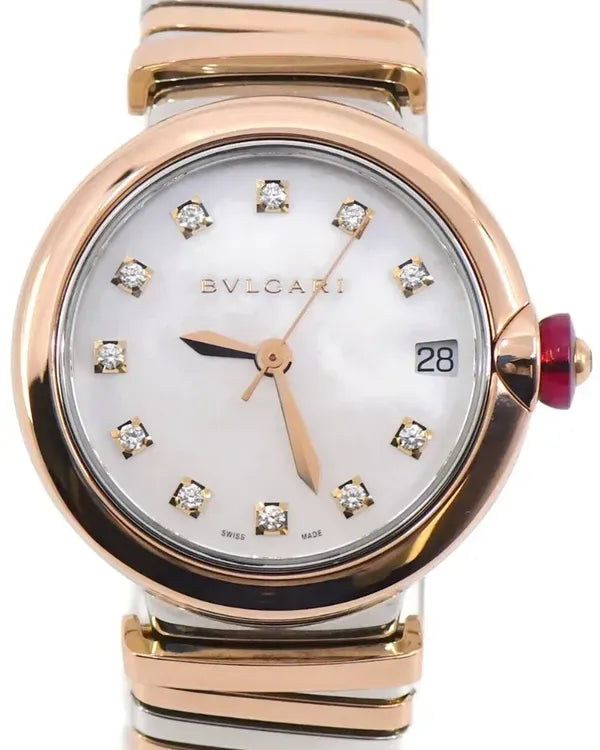 Bvlgari Lucea 33MM Mother of Pearl Dial Two-Tone Bracelet (LUP33SG)