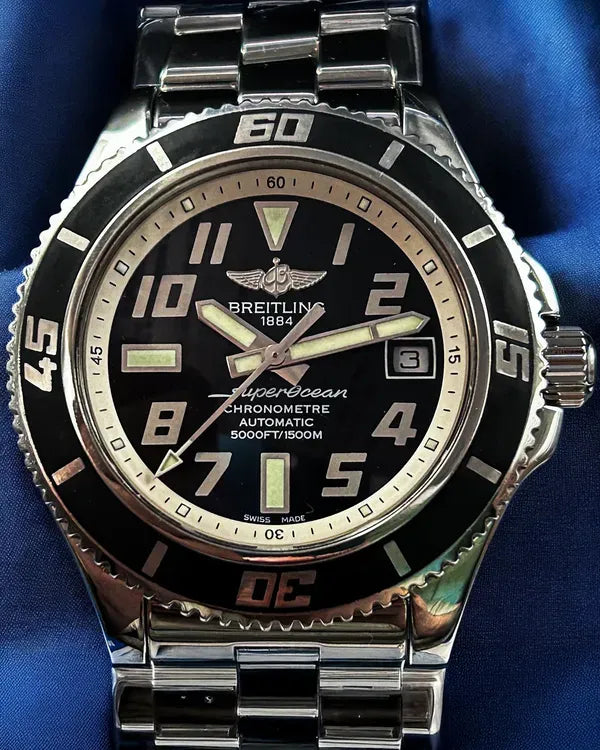 2012 Breitling Superocean 42MM Black Dial Steel Bracelet (A17364)