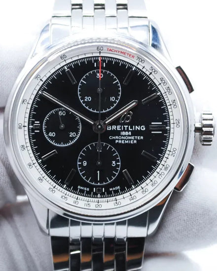 2019 Breitling Premier Chronograph 42MM Black Dial Steel Bracelet (A13315351B1A1)