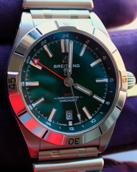 Breitling Chronomat GMT 40MM Green Dial Steel Bracelet (A32398)