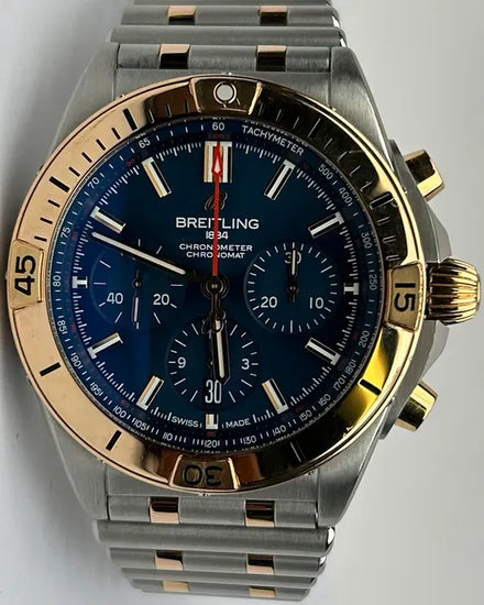 Breitling Chronomat B01 42MM Blue Dial Two-Tone Bracelet (UB0134101C1U1)