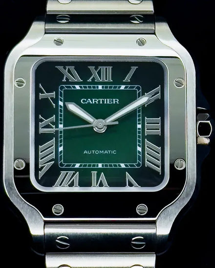2025 Cartier Santos De Cartier 35MM Green Dial Steel Bracelet (WSSA0061)