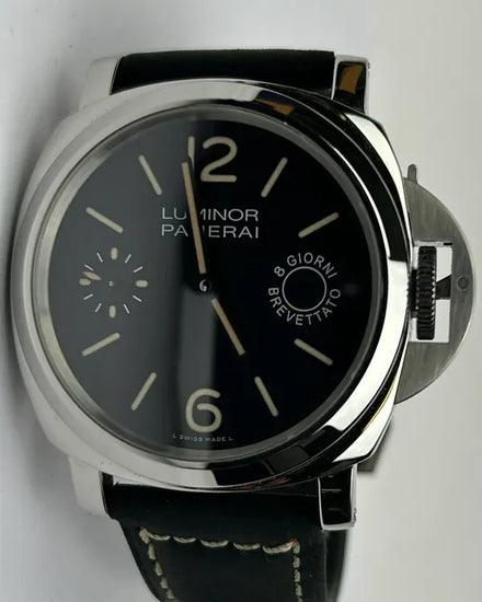 No Reserve - 2017 Panerai Luminor Marina 8 Days 44MM Black Dial Leather Strap (PAM00590)