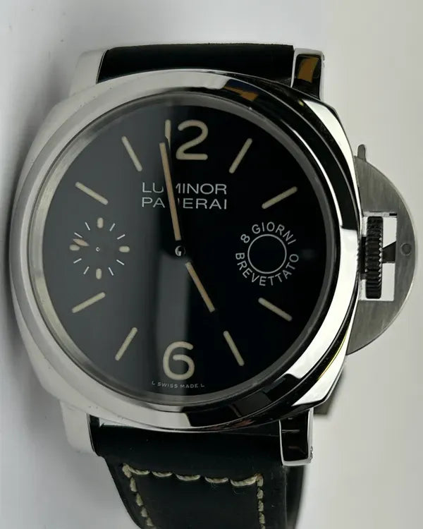 No Reserve - 2017 Panerai Luminor Marina 8 Days 44MM Black Dial Leather Strap (PAM00590)