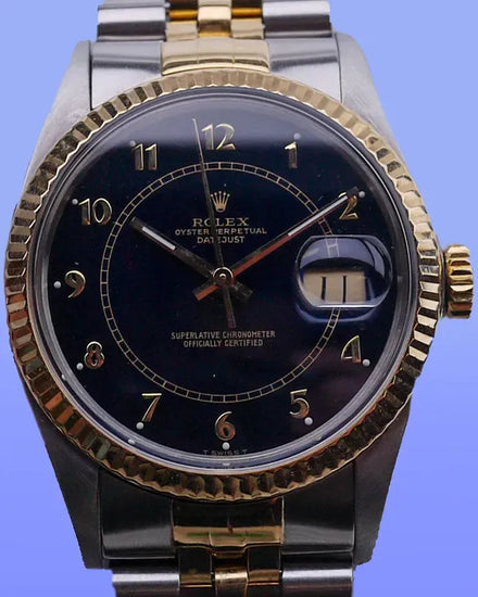 Rolex Datejust 36MM Black "Boiler Gauge" Dial Two-Tone Jubilee Bracelet (16013)