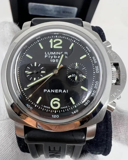 Panerai Luminor 1950 3 Days Chrono Flyback 44MM Black Dial Rubber Strap (PAM00212)