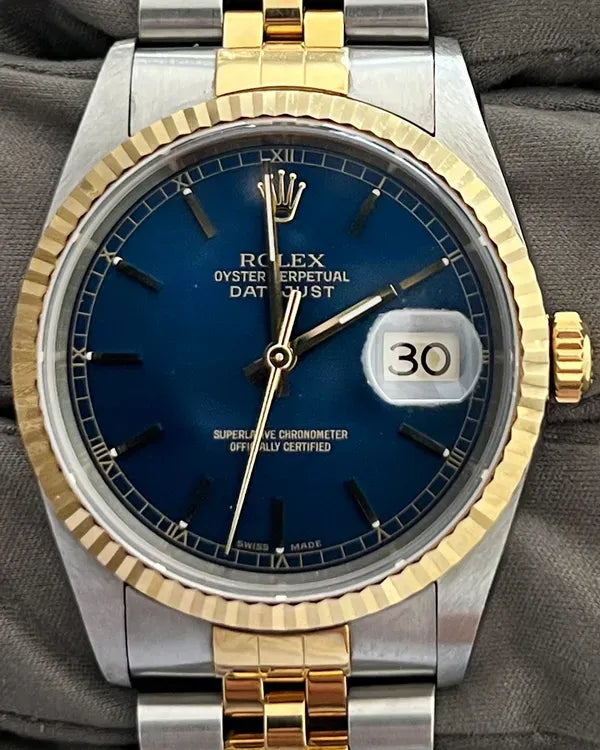 2000 Rolex Datejust 36MM Blue Dial Two-Tone Jubilee Bracelet (16233)