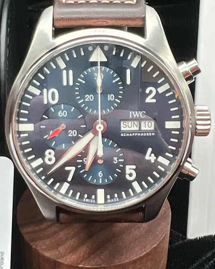 2018 IWC Schaffhausen Pilot Chronograph "Le Petit Prince" 43MM Blue Dial Leather Strap (IW377714)