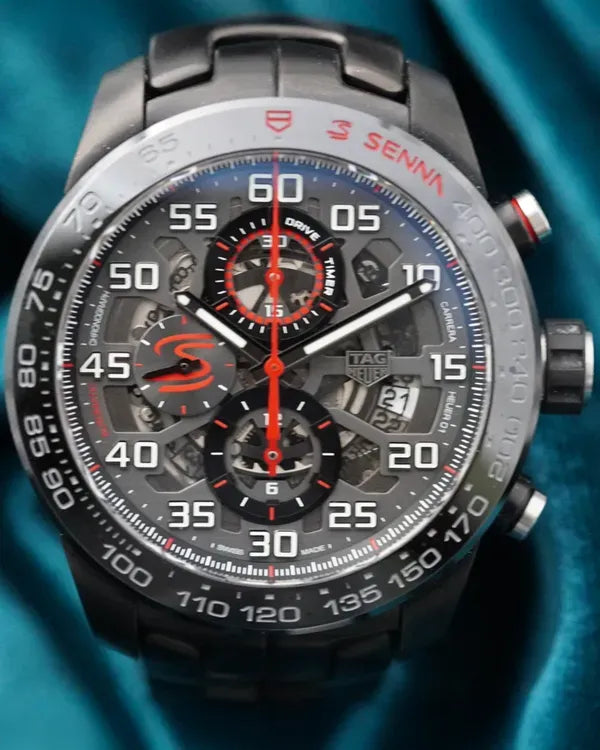Tag Heuer Carrera Calibre HEUER-01 "Senna" S.E. 45MM Skeleton Dial Steel Bracelet (CAR2A1L.BA0688)