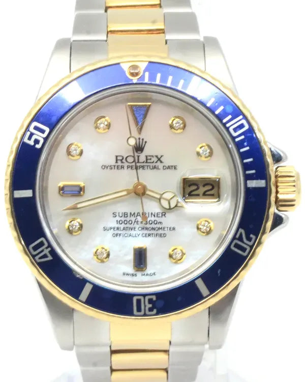 Rolex Submariner Date 40MM Aftermarket Mother of Pearl Dial Two-Tone Oyster Bracelet (16803)