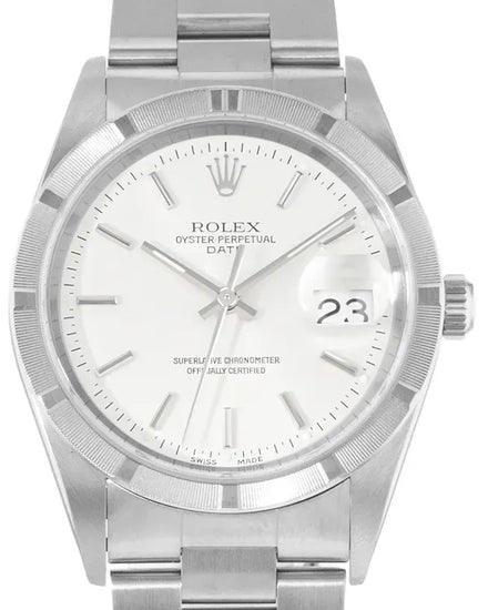 2003 Rolex Oyster Perpetual Date 34MM Silver Dial Oyster Bracelet (15210)