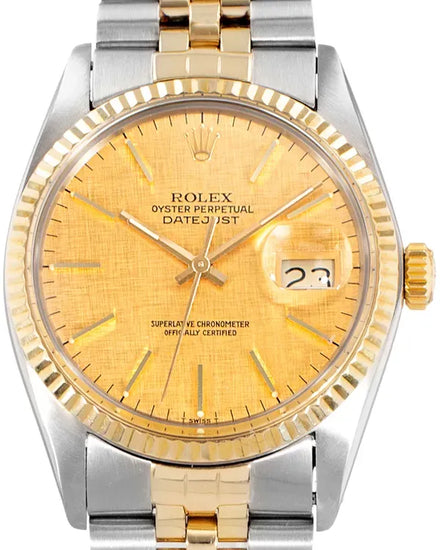 1978 Rolex Datejust 36MM Champagne "Linen" Dial Two-Tone Jubilee Bracelet (16013)