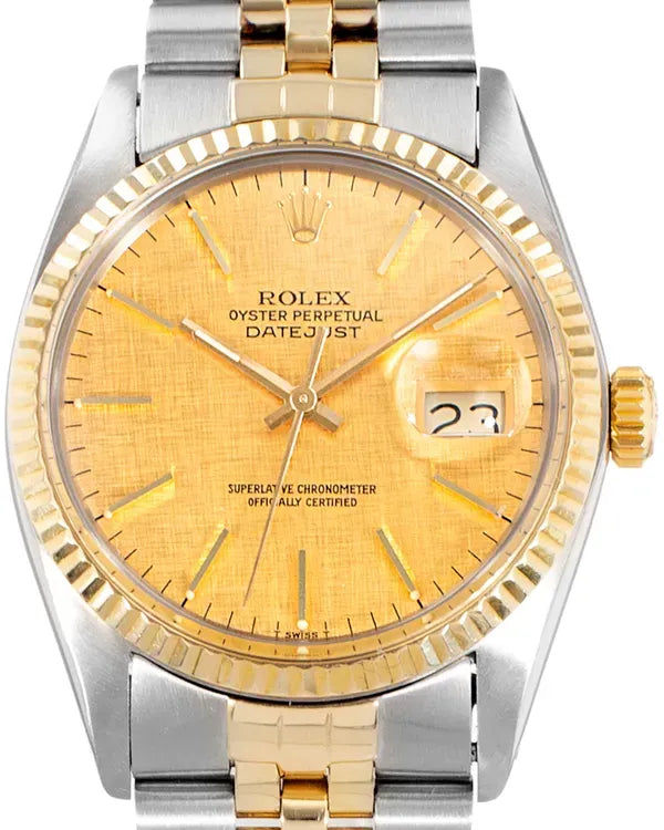 1978 Rolex Datejust 36MM Champagne "Linen" Dial Two-Tone Jubilee Bracelet (16013)