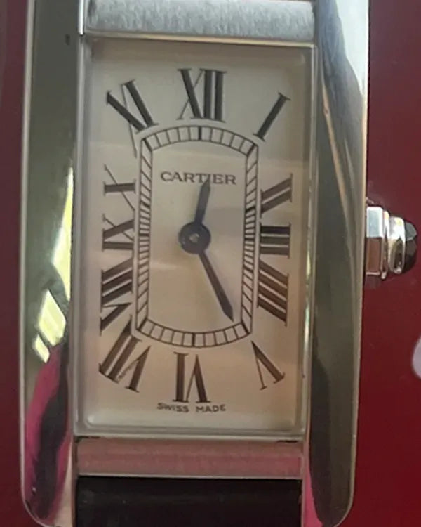 Cartier Tank Américaine 34.8MM Quartz Silver Dial Leather Strap (WSTA0043)