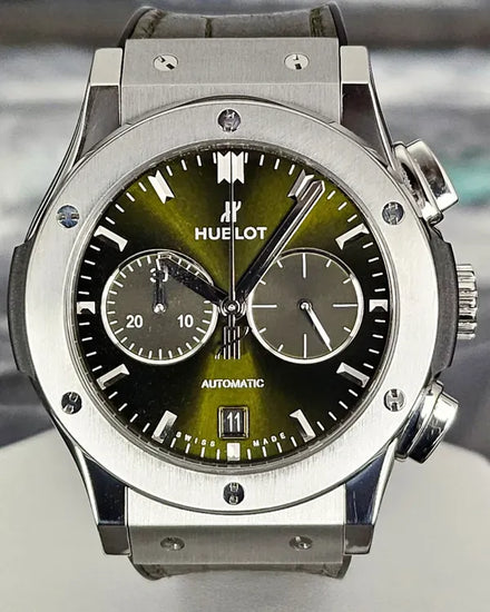 2021 Hublot Classic Fusion Chronograph 42MM Green Dial Leather Strap (541.NX.8970.LR)