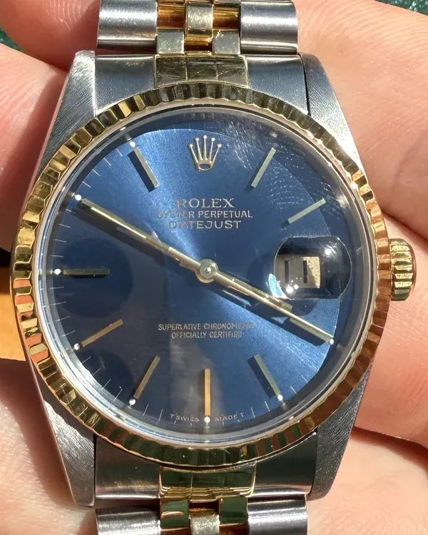 1995 Rolex Datejust 36MM Blue Dial Two-Tone Jubilee Bracelet (16233)