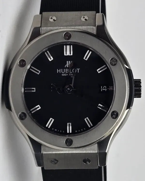 Hublot Classic Fusion Zirconium 45MM Quartz Black Dial Rubber Strap (511.ZX.1170.RX)